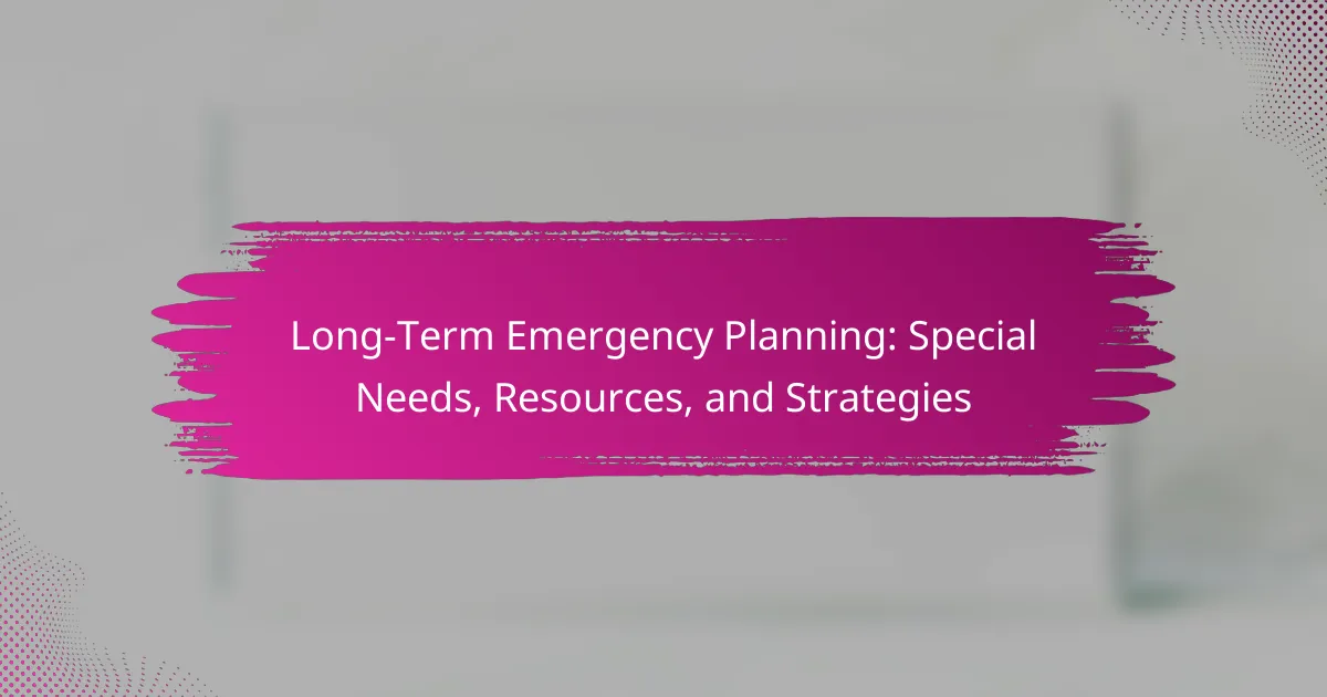 Long-Term Emergency Planning: Special Needs, Resources, and Strategies
