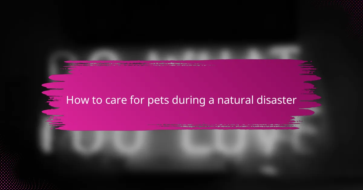How to care for pets during a natural disaster