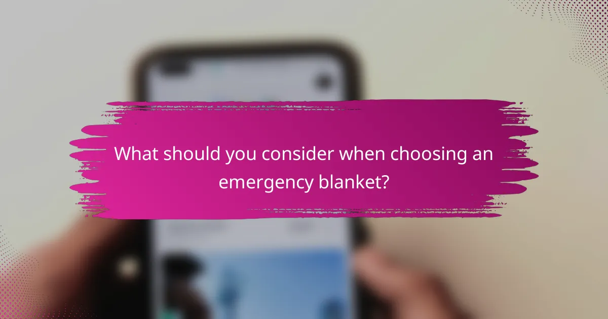 What should you consider when choosing an emergency blanket?